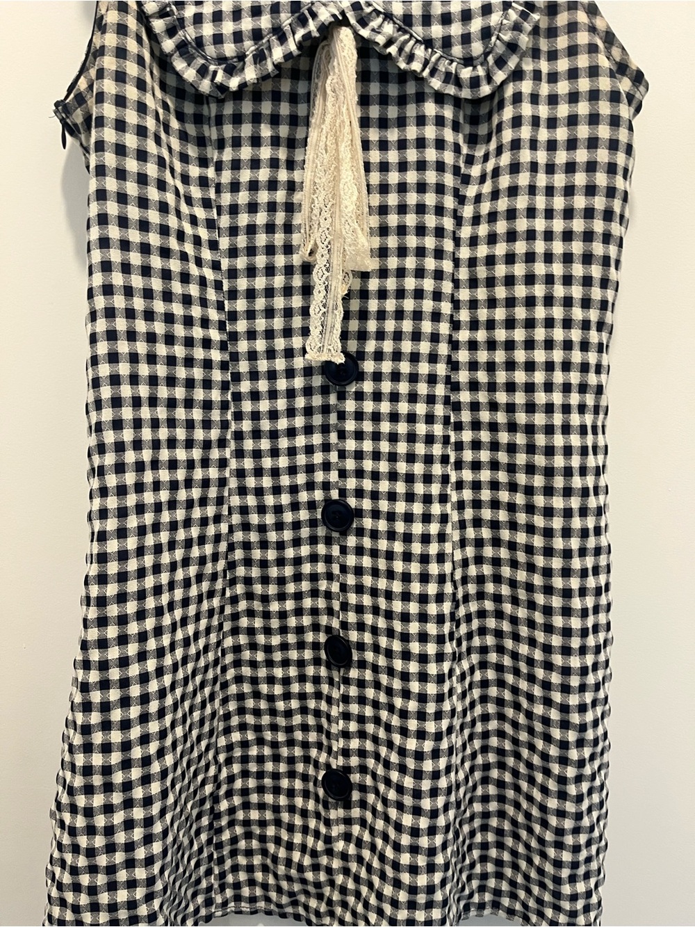 Black & White Gingham Mini Dress with Peter Pan Collar - Picture 2 of 4